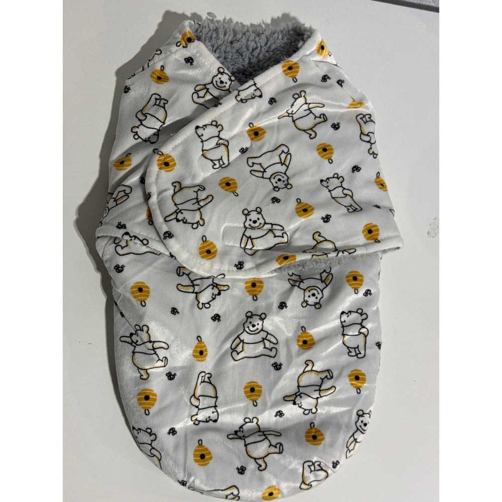 Disney Winnie the Pooh Baby Swaddle Wrap Sherpa Lined Sleep Sack One Size